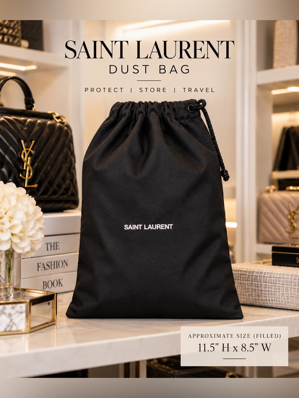 Saint Laurent Black Dust Bag 11.5x8.5
